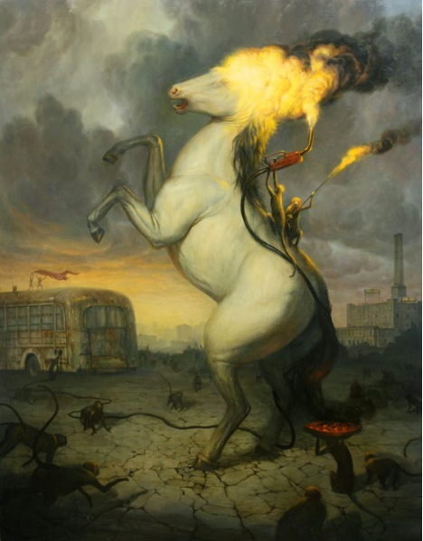Sacrifice, oil on canvas - Martin Wittfooth