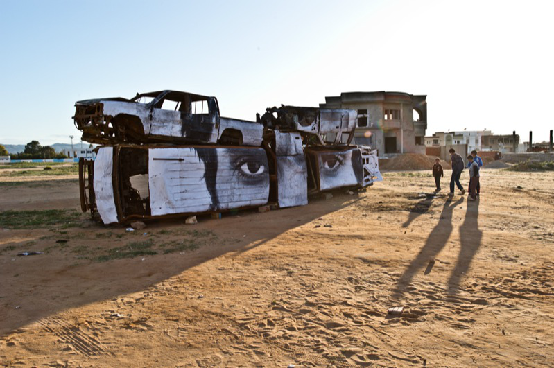 Inside Out - Tunisia, Police Cars in Sidi Bouzid - 2011 © Galerie Perrotin & JR