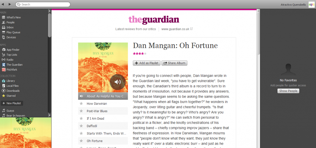 reading the reviews from Spotify is handy