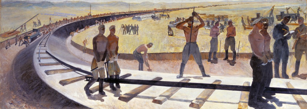 Workers buildling the Magnitogorsk railway by Kuzmá Nikoláyev