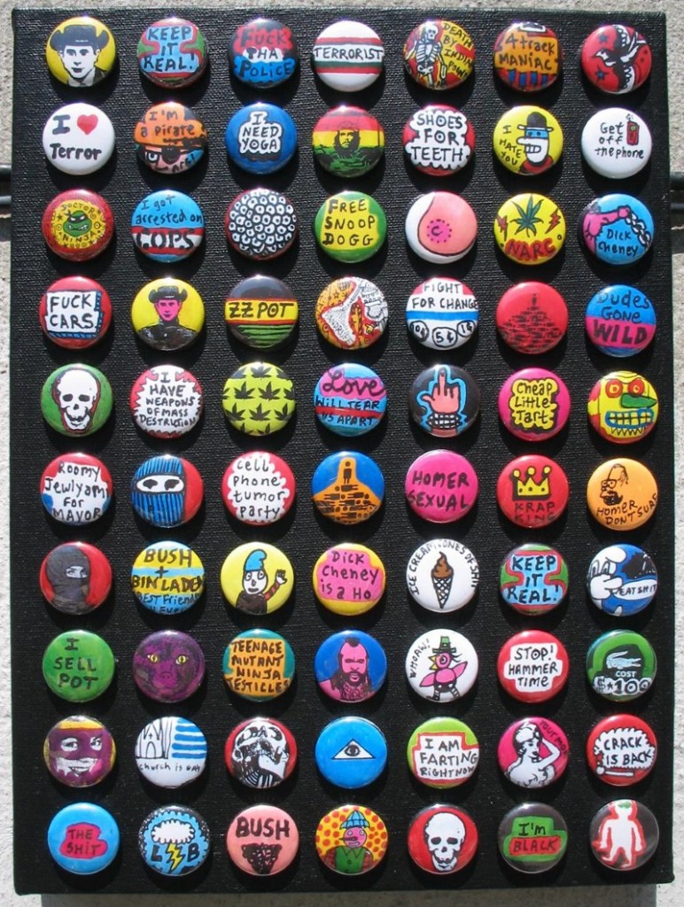 Noah Lyon- Buttons vs. Painting round 1- 2005- pins on canvas_800
