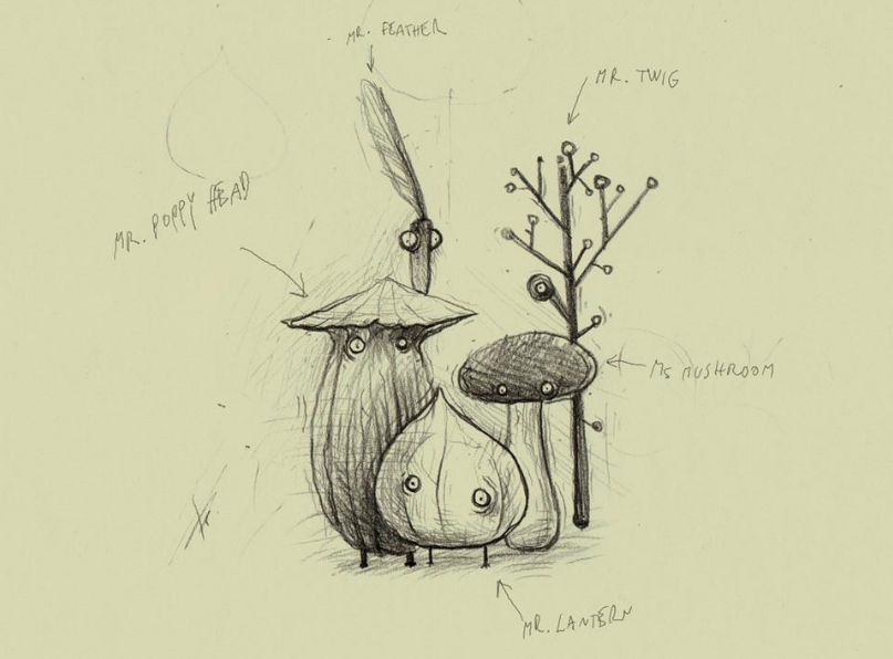 Botanicula - initial character drawing