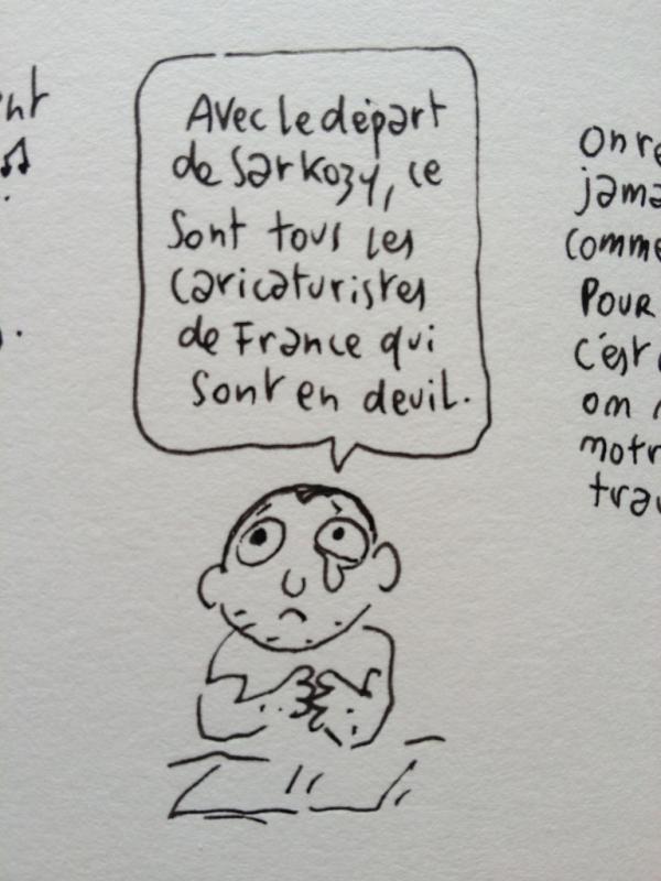 Depart de Sarkozy - drawing by Joann Sfar