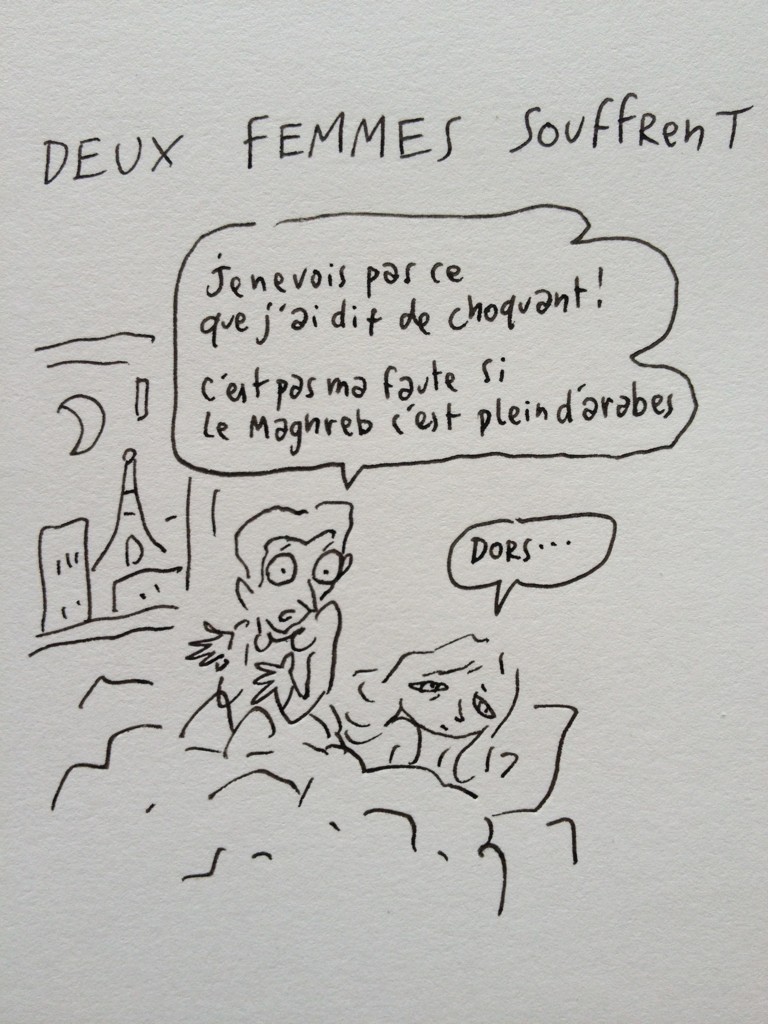 Sarko apres le debat - drawing by Joann Sfar