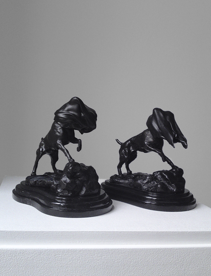 Richard Stone Of England’s Hoods, 2011, found statue & wax (Image via Day+Gluckman)