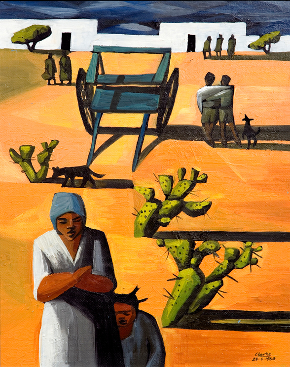 Peter Clarke, Coming and Going, Oil on canvas, 1960 (image via Rivington Place)