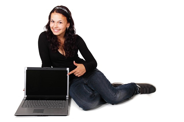 'Adult Background Business Computer Cute Female'. Image courtesy Public Domain Pictures.