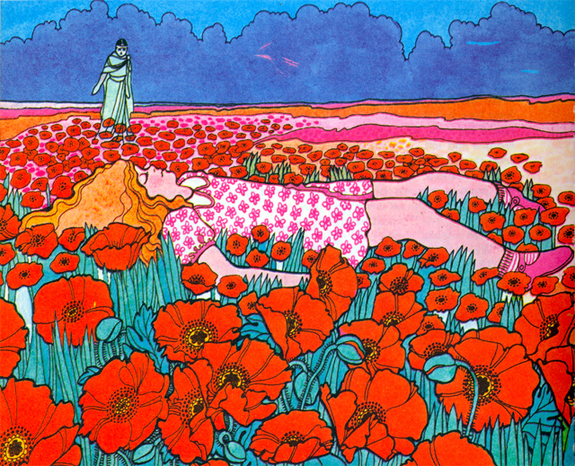 Illustration by Ivan Ripley for The Poppy Field by Jackie Bradnam (1970). Image courtesy of gilliflower.http---www.flickr.com-photos-gilliflower-