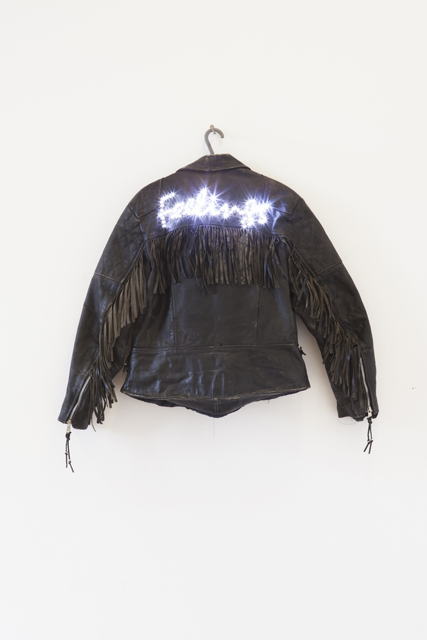 Dominic Watson, 'European Hero' (2014).  Leather Jacket, LED's, 9-Inch Nail, Coat Hanger.
