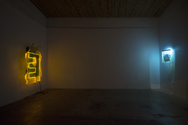 Carl Palm, MR MF- AD / HD & BY E (2015). Exhibition view. Photo by Lorena Ancona. Courtesy Parallel Oaxaca.