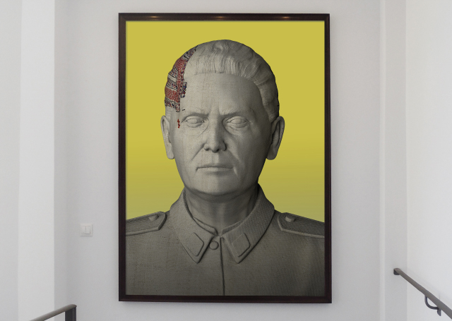Aleksandra Domanović, 'Potrait(Kilim)' (2​012) Install view. Courtesy Art Space Pythagorion.