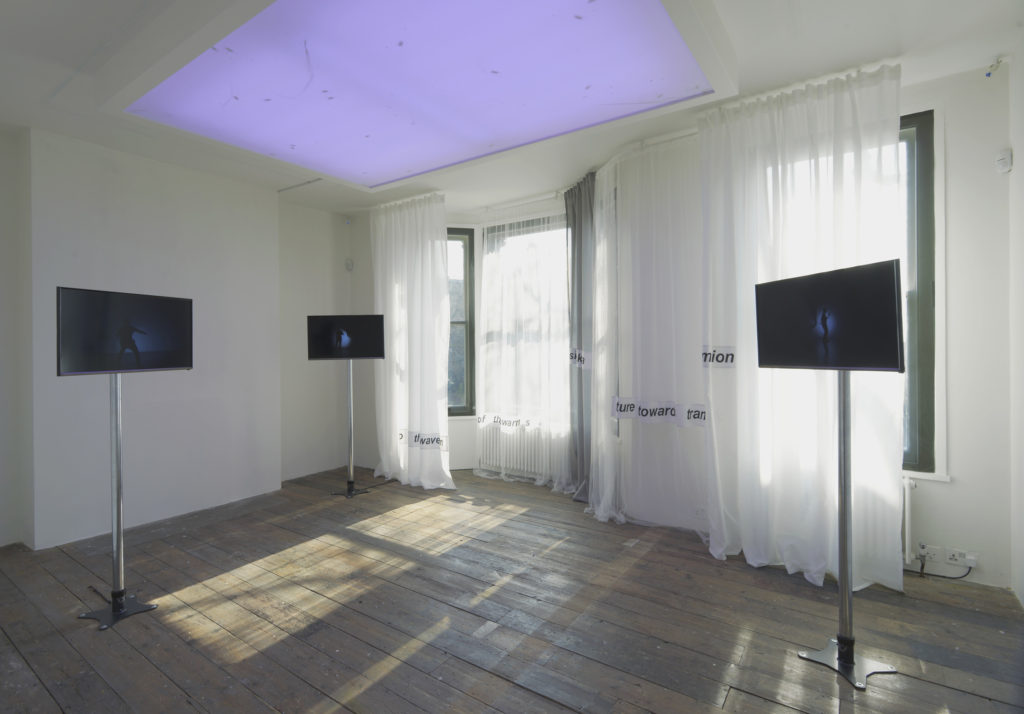 Paul Maheke, I Lost Track of the Swarm (2016). Exhibition view. Photo by Andy Keate. Courtesy SLG, London.