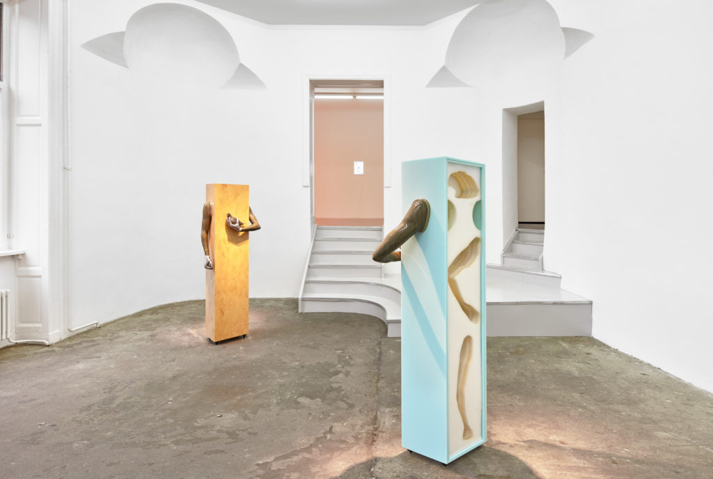 Aleksandra Domanović , Bulls Without Horns (2016). Installation view. Courtesy Tanya Leighton, Berlin.