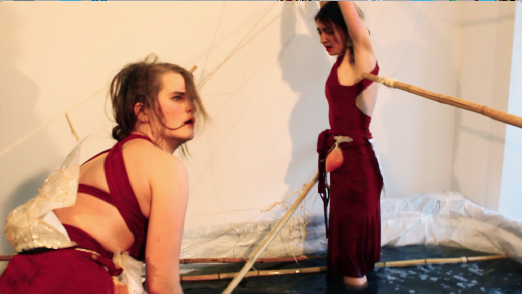New Noveta, Zene Zemlje II (2016). Costumes by Louis Backhouse + Dean Wellings. Performance view. Photo by Louis Backhouse. Courtesy the artists + Sandy Brown, Berlin.