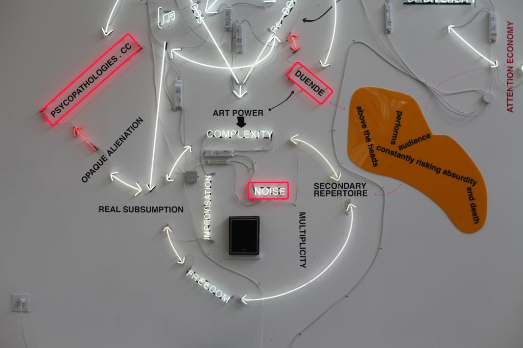 Warren Neidich, Duende Neon (2015). Installation view. Courtesy the artist + Mana Contemporary, New Jersey.