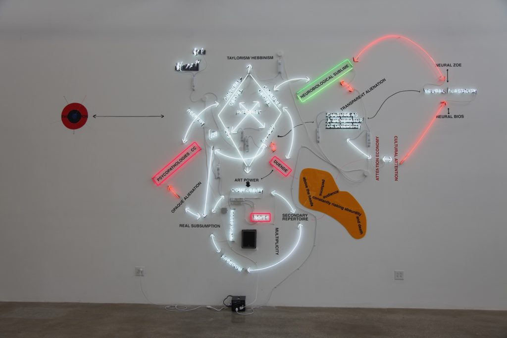 Warren Neidich, Duende Neon (2015). Installation view. Courtesy the artist + Mana Contemporary, New Jersey.