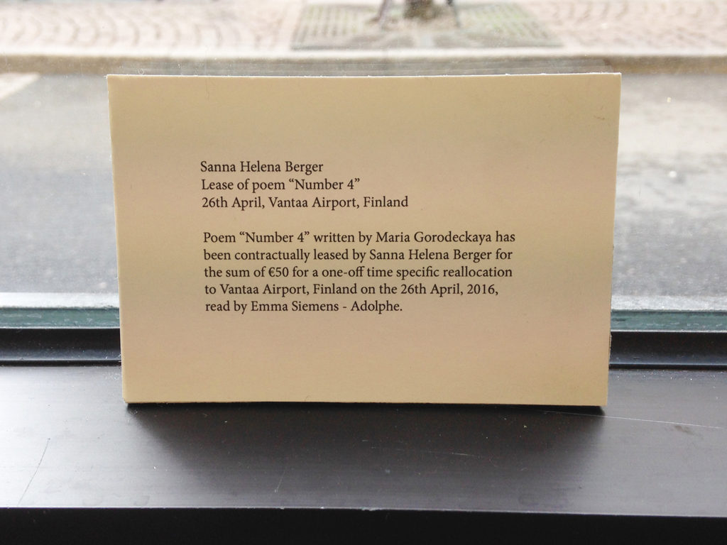 Sanna Helena Berger ‘Lease of Poem Number 4’ (2016) @ Longshore Drift. Courtesy the artist, Jupiter Woods, London + Sorbus, Helsinki. 