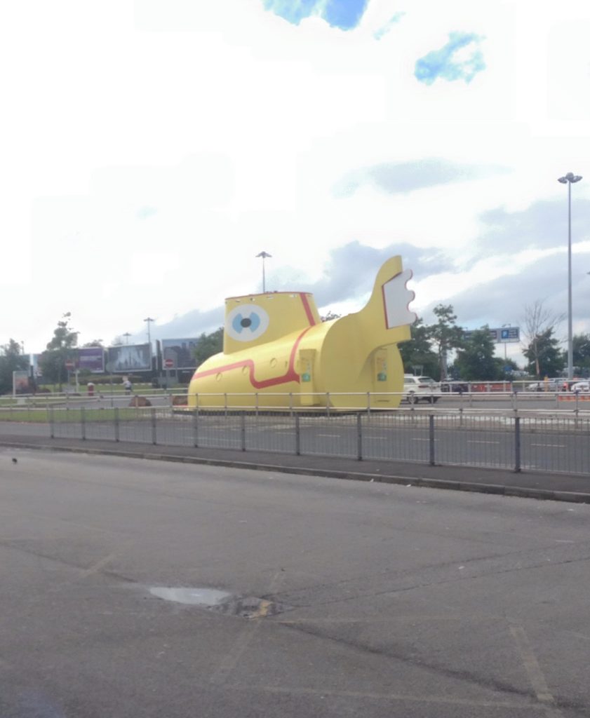 Yellow Submarine sculpture, Liverpool. Photo by + courtesy of Mitch.