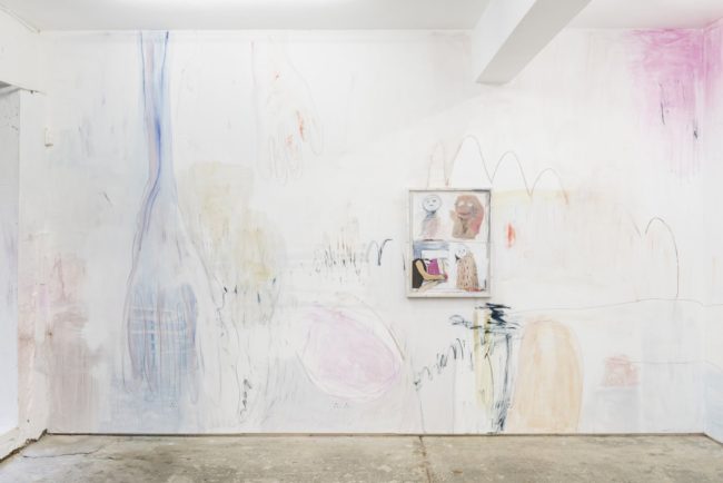 Megan Rooney, 'Moons and salads' (2016). Installation view. Courtesy the artist and Seventeen Gallery, London