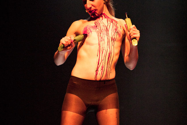 Georges Jacotey, 'peasantfemmerentboibrokendreams / heart (2queer4marina)' (2016). Performance documentation. Courtesy of the artist.