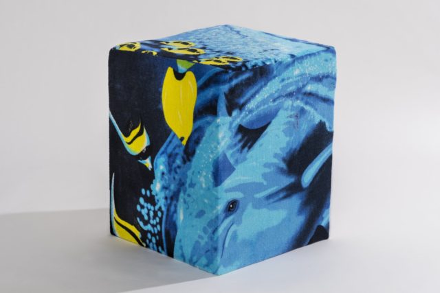 Freddy Tuppen, Beach towel upholstered stool for Sous Sol (2016). Photography by Damien Griffiths. Courtesy of the artist and Revue Gallery, London.