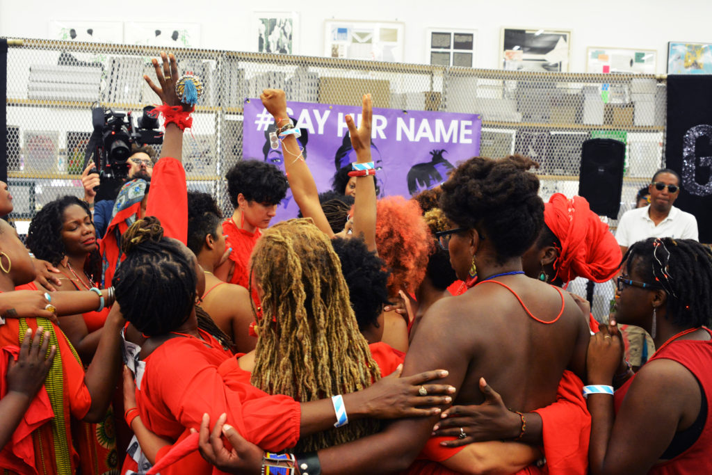 ‘Black Women Artists for Black Lives Matter’ (2016). Photo by Maria Koblyakova. Courtesy New Museum, New York.