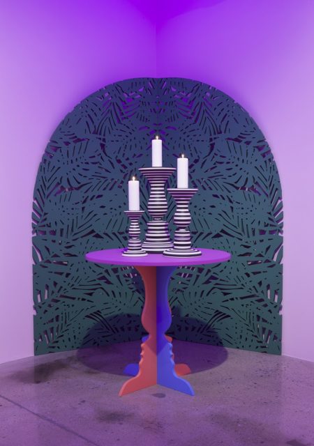 Greg Ito, Table and Candles (2016). Installation view. Image courtesy the artist and Steve Turner, Los Angeles