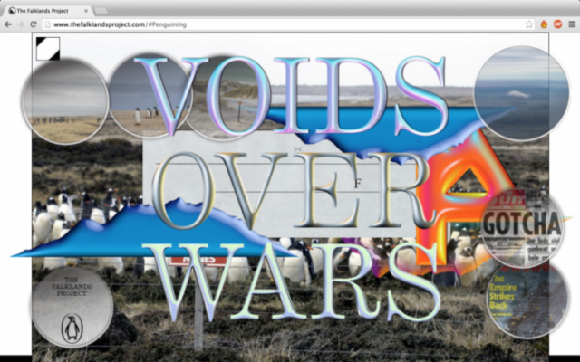 Jasmijn Visser, 'The Falklands Project I, Voids over wars', (2016). Screen shot website Jasmijn Visser in collaboration with design collective Metahaven. Courtesy the artist + Delfina Foundation + Allard Pierson Museum Amsterdam. 